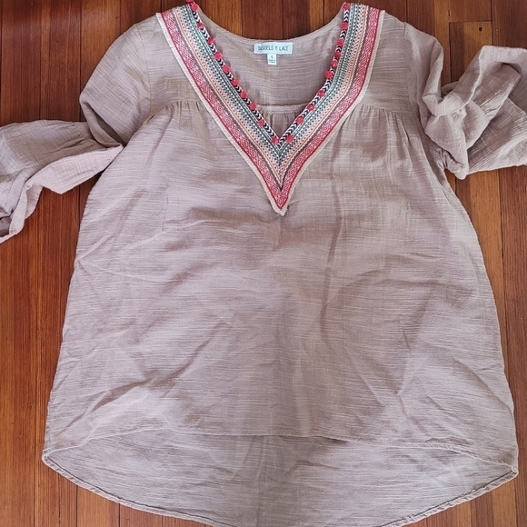 Tassels & Lace Boho Tunic Puff Sleeve Top Small - Picture 6 of 6